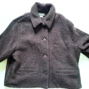 Eileen Fisher Coat Wool Boucle Knit Jacket Purple Large